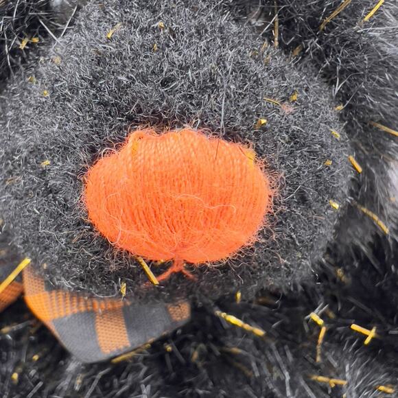 RUSS Berrie Sparkie Halloween Teddy Bear Black 10” Gold Tensel Orange Nose, Bow - Picture 6 of 8